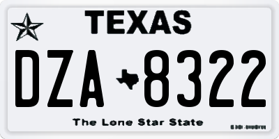 TX license plate DZA8322