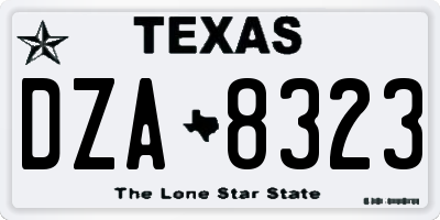 TX license plate DZA8323