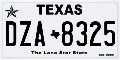 TX license plate DZA8325