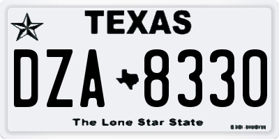 TX license plate DZA8330