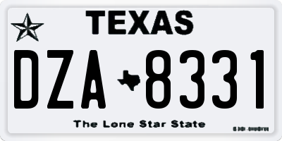 TX license plate DZA8331
