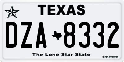 TX license plate DZA8332