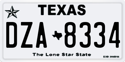 TX license plate DZA8334