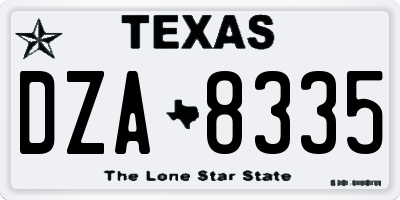 TX license plate DZA8335