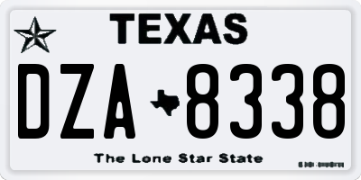 TX license plate DZA8338
