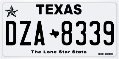 TX license plate DZA8339