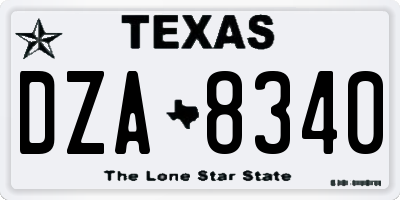 TX license plate DZA8340