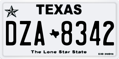 TX license plate DZA8342