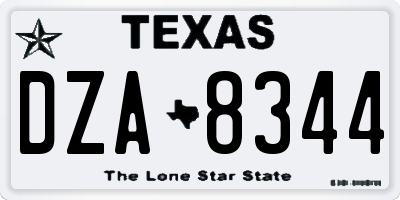 TX license plate DZA8344