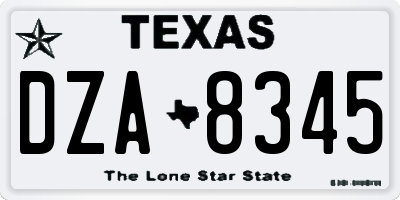 TX license plate DZA8345