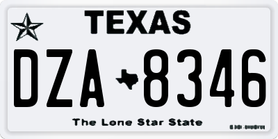 TX license plate DZA8346