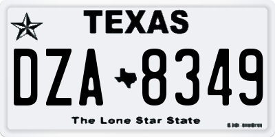 TX license plate DZA8349