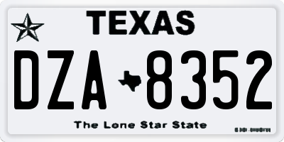 TX license plate DZA8352