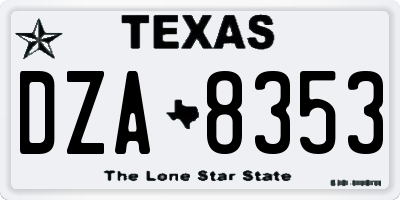 TX license plate DZA8353