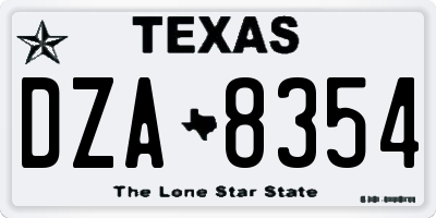 TX license plate DZA8354