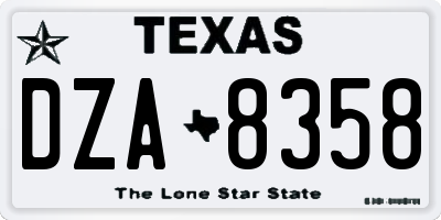 TX license plate DZA8358