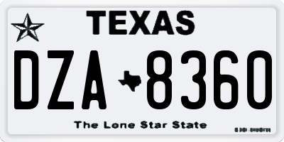 TX license plate DZA8360