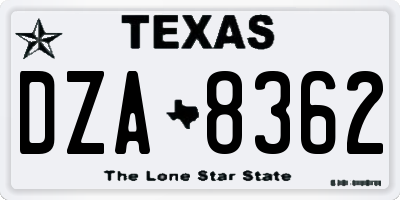 TX license plate DZA8362