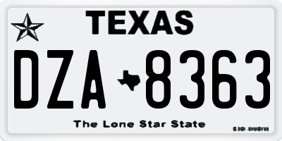TX license plate DZA8363