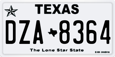 TX license plate DZA8364