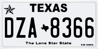 TX license plate DZA8366