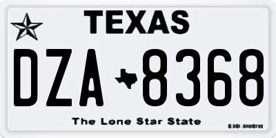 TX license plate DZA8368