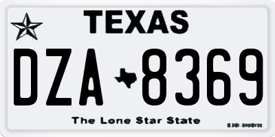 TX license plate DZA8369