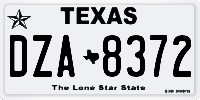 TX license plate DZA8372