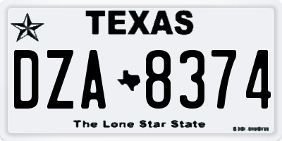 TX license plate DZA8374