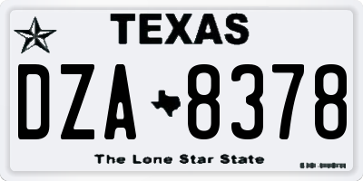 TX license plate DZA8378