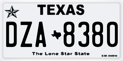 TX license plate DZA8380