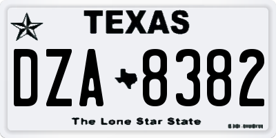 TX license plate DZA8382