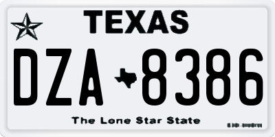 TX license plate DZA8386
