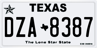 TX license plate DZA8387