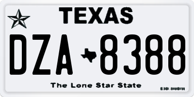 TX license plate DZA8388