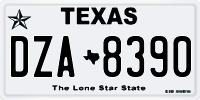TX license plate DZA8390