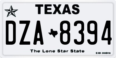 TX license plate DZA8394