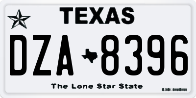 TX license plate DZA8396