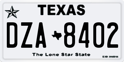 TX license plate DZA8402