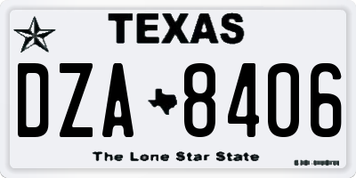 TX license plate DZA8406