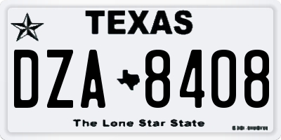 TX license plate DZA8408