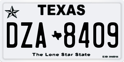 TX license plate DZA8409