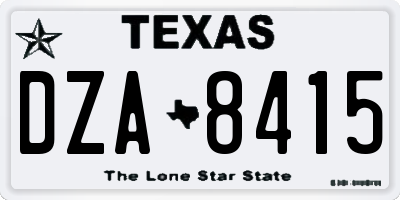 TX license plate DZA8415