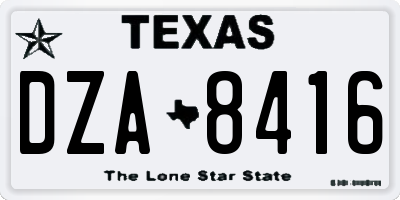 TX license plate DZA8416