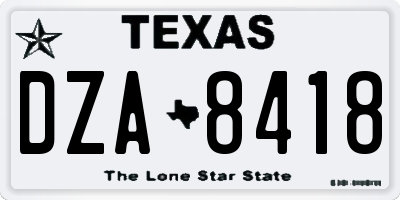 TX license plate DZA8418