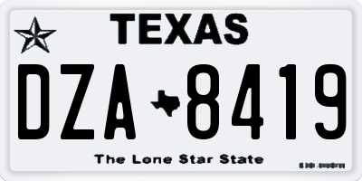 TX license plate DZA8419