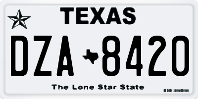 TX license plate DZA8420