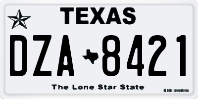 TX license plate DZA8421
