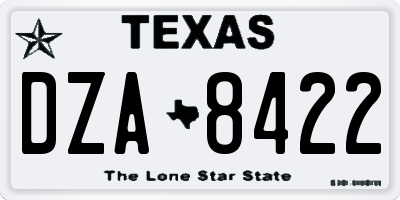 TX license plate DZA8422
