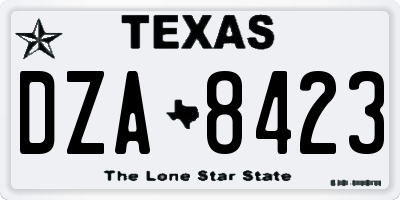 TX license plate DZA8423